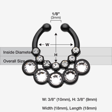 Colorline Aureole Gemina Sparkle Fake Septum Clip-On Ring-Black/Clear
